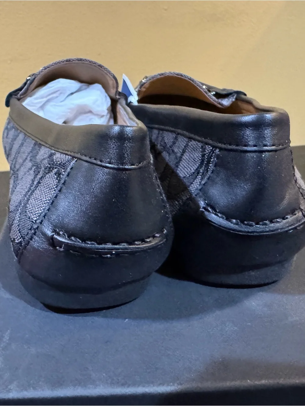 Coach Women's Gray/Black  Signature Canvas Penny Loafers New in box